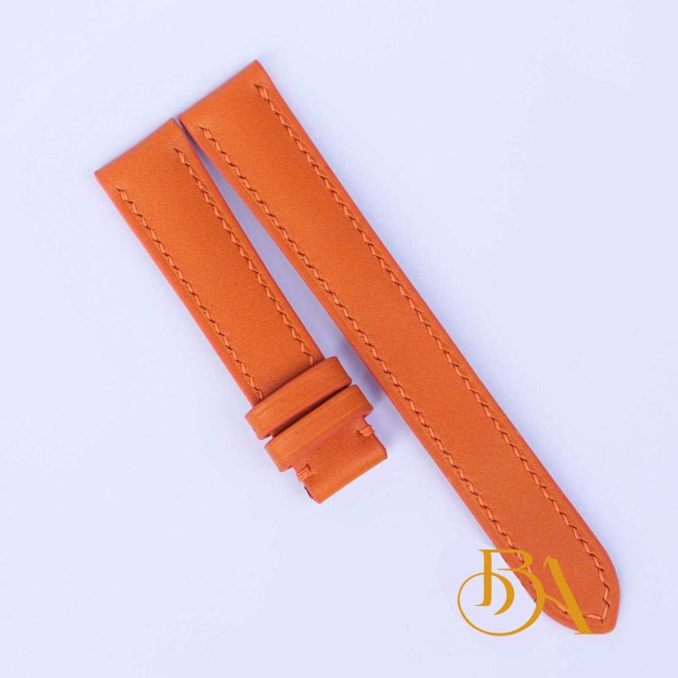 Dây đồng hồ da bê màu cam nhập khẩu, dây da bò thật handmade CO100