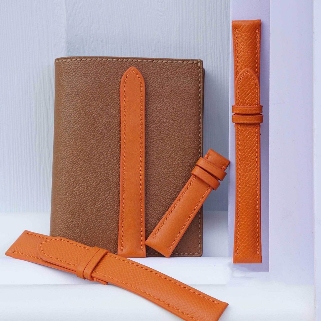 Dây đồng hồ da bò thật cao cấp màu cam