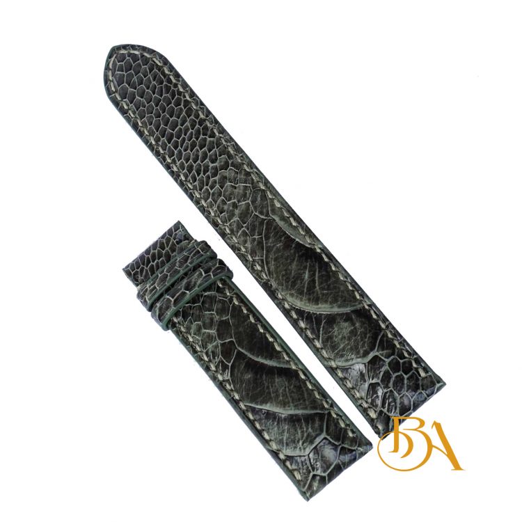 Dây đồng hồ da đà điểu Nam Phi màu xanh Olive OS101