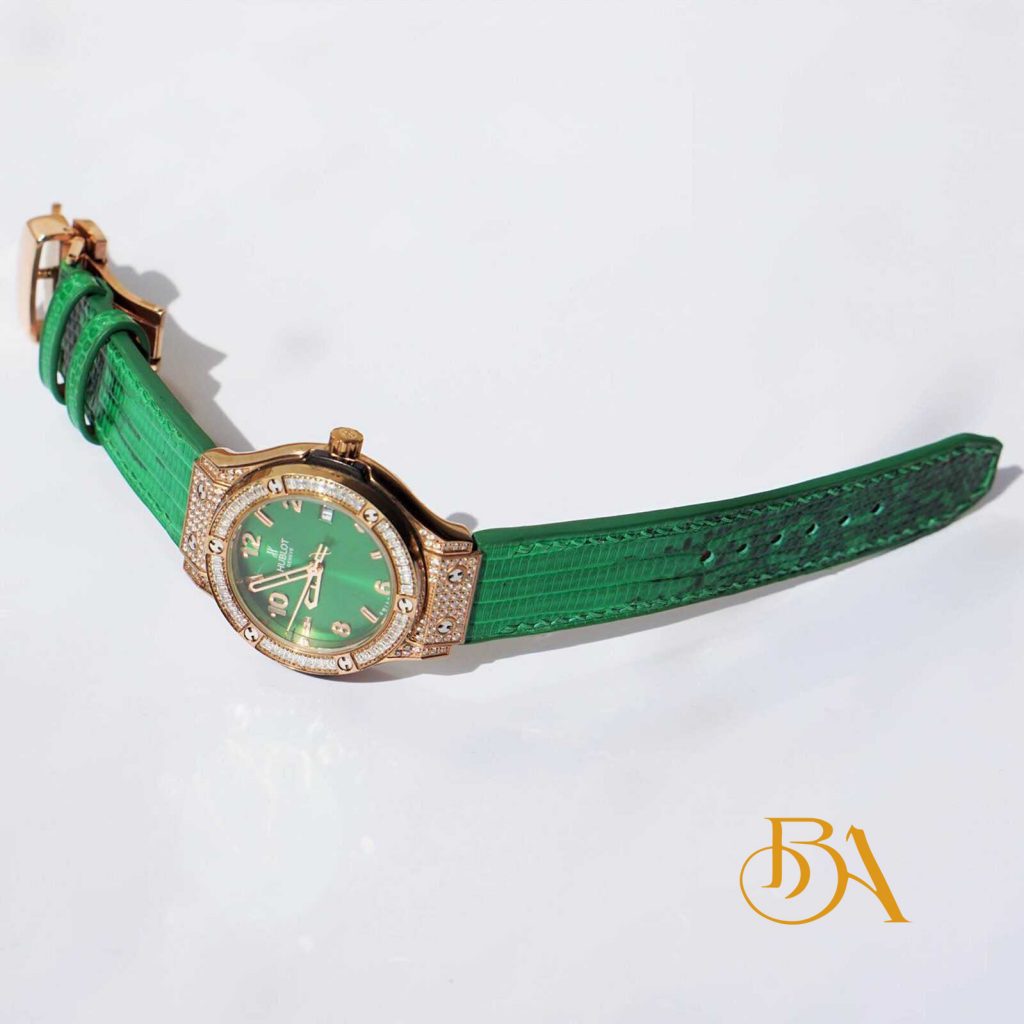 Dây đồng hồ Hublot da kỳ đà xanh lá