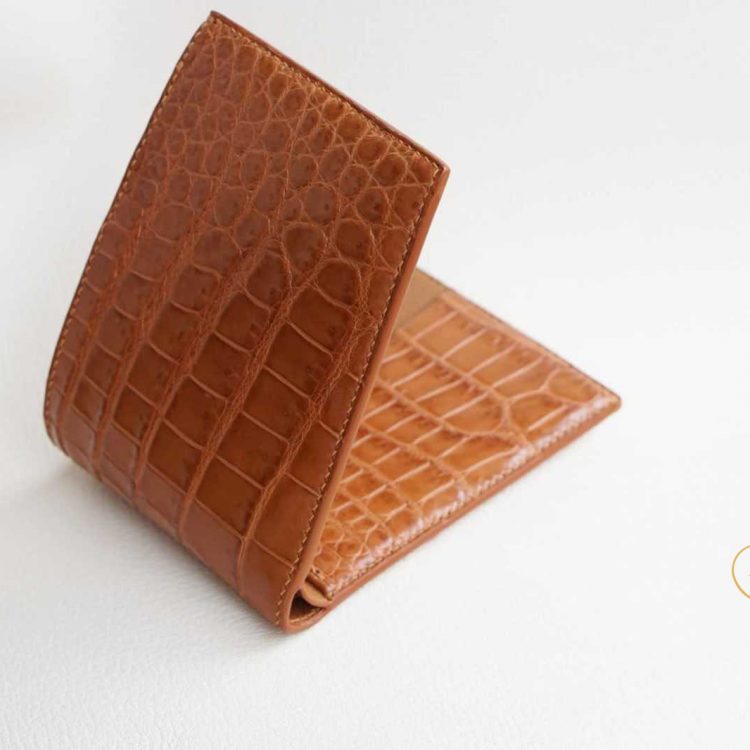 Ví da cá sấu Handmade màu vàng Gold, ví nam da cá sấu nhập khẩu AWL102