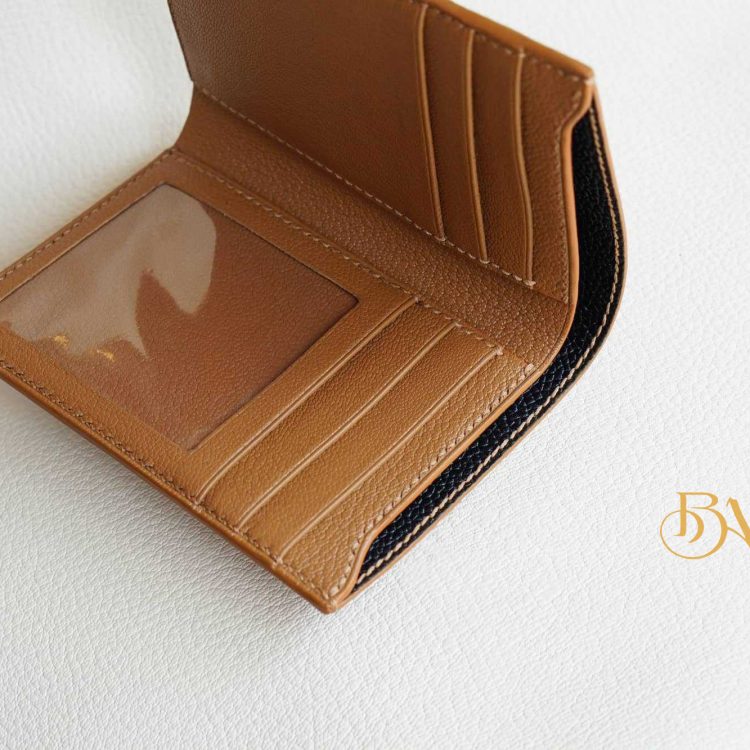 Ví da dê Handmade cao cấp, ví da dê màu vàng gold GWL100