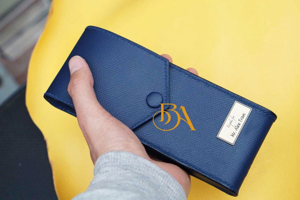 Bao bút da bò Epsom navy blue