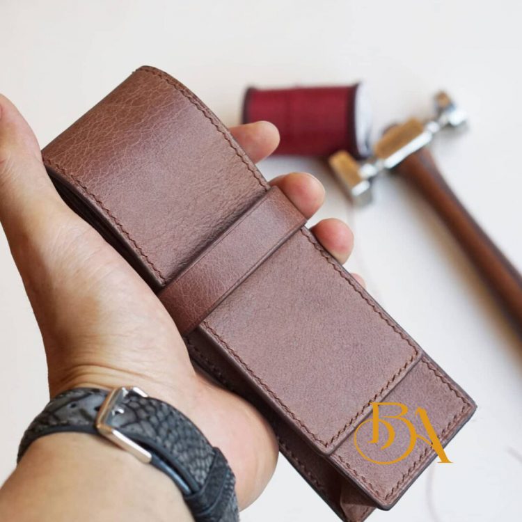 Bao đựng bút da bò Tuscany vintage màu nâu PCC100