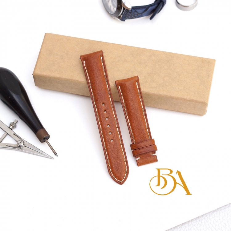 Dây đồng hồ da bò Vachetta vàng bò, dây da Handmade kèm chốt thông minh CO128