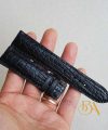 Dây đồng hồ da cá sấu Handmade nhập khẩu màu đen AL121