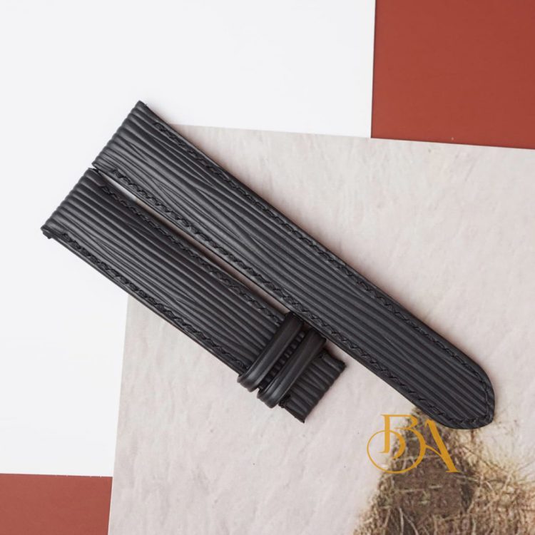 Dây da đồng hồ Epi nhập khẩu, Dây đồng hồ da bê Handmade màu đen CO135