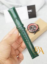 day dong ho da Shell Cordovan nhap khau – day dong ho co chot thong minh Handmde mau xanh reu (1)