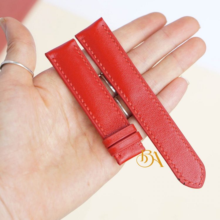 Dây đồng hồ da bê Nappa nhập khẩu màu đỏ, dây đồng hồ nữ Handmade CO119