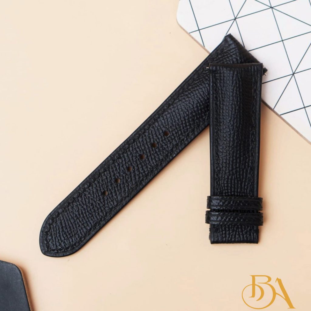 Dây đồng hồ da bò nhập khẩu màu đen