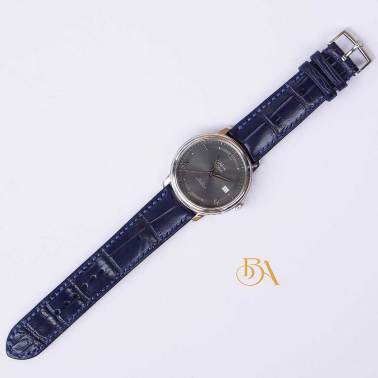 Dây đồng hồ Cá sấu Handmade, dây da Cá sấu nhập khẩu màu xanh Navy AL123