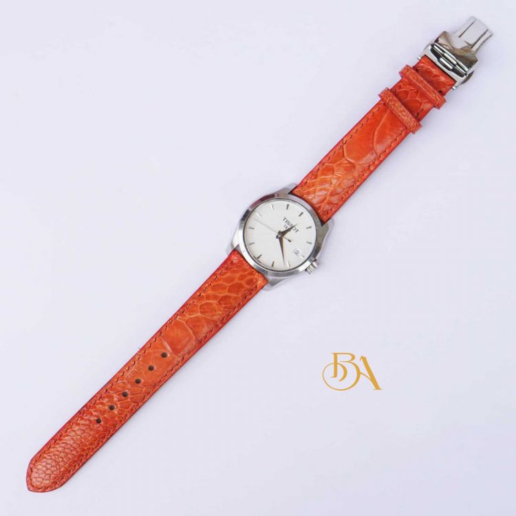 Dây đồng hồ da đà điểu Nam Phi màu đỏ cam OS106