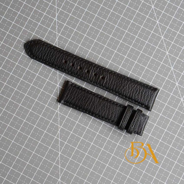 Dây đồng hồ da dê Alran Chevre Sully màu đen GO107