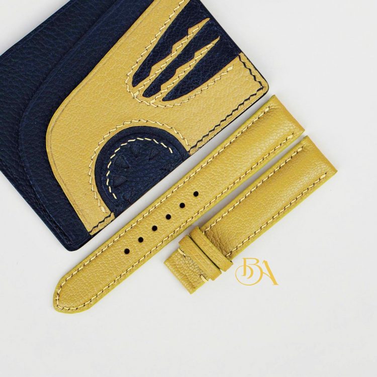 Dây đồng hồ da dê Handmade màu vàng, dây da đồng hồ Alran Sully GO108