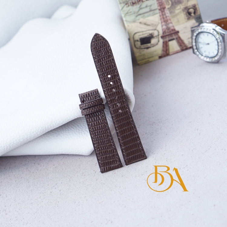Dây đồng hồ da Kỳ đà Ý màu nâu đậm LI102