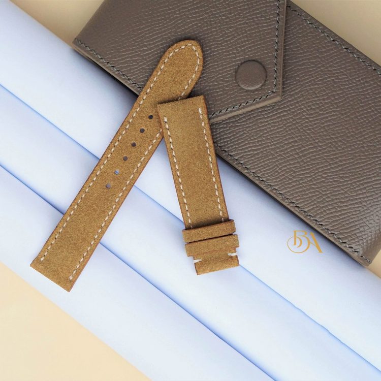 Dây đồng hồ da lộn Suede nhập khẩu màu nâu CO111