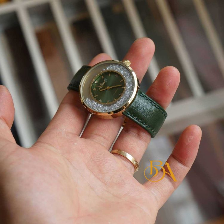 Dây đồng hồ da bê Nappa nhập khẩu màu xanh rêu CO121