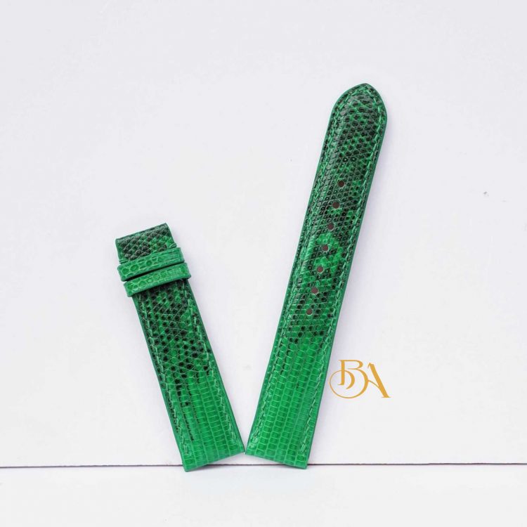 Dây đồng hồ da Kỳ Đà nhập khẩu, dây da Kỳ Đà Handmade xanh Green LI104