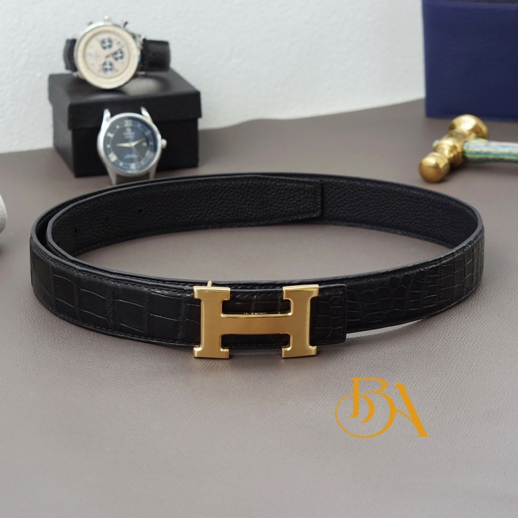 Dây lưng da cá sấu đen handmade