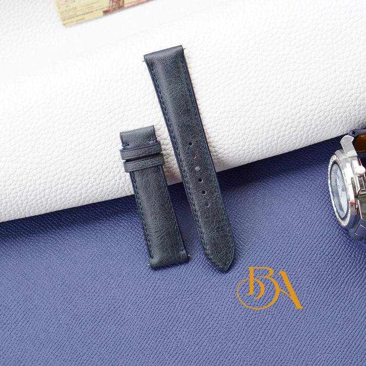 Dây đồng hồ da bò Tuscany Vintage Handmade xanh navy CO122