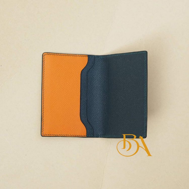 Ví đựng card da bê Epsom nhập khẩu màu xanh rêu CWL116