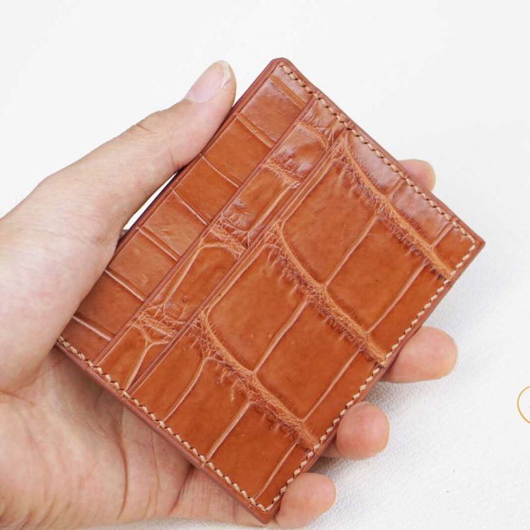 Ví đựng thẻ da cá sấu màu cam
