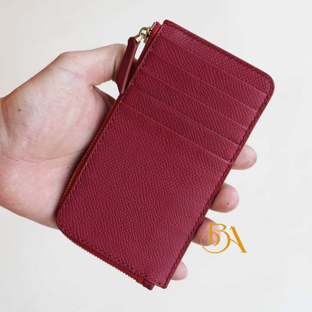 Ví card da Epsom màu đỏ