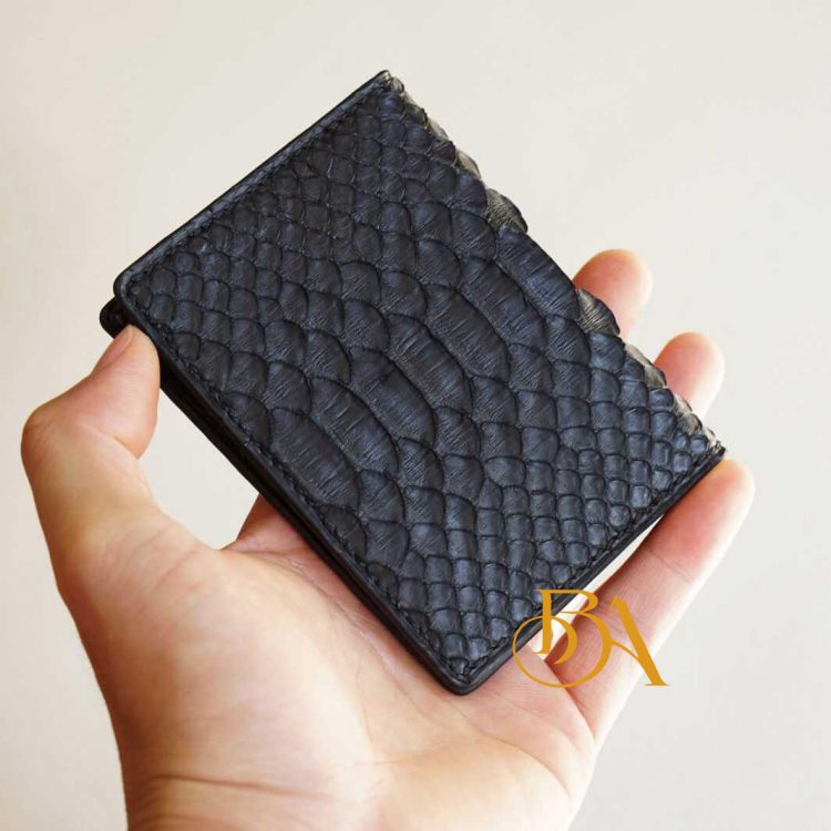 Ví card da trăn Handmade cao cấp màu đen PWL101