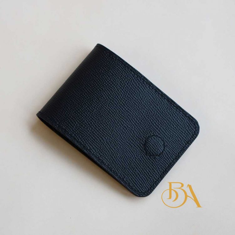 Ví da Epsom Handmade màu đen, ví tiền mini nhỏ gọn da bê CWL130