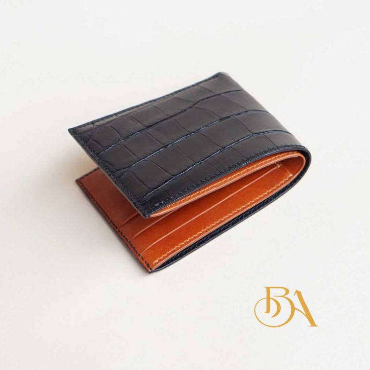 Ví da cá sấu Handmade cao cấp, ví cá sấu đen nhập khẩu AWL109