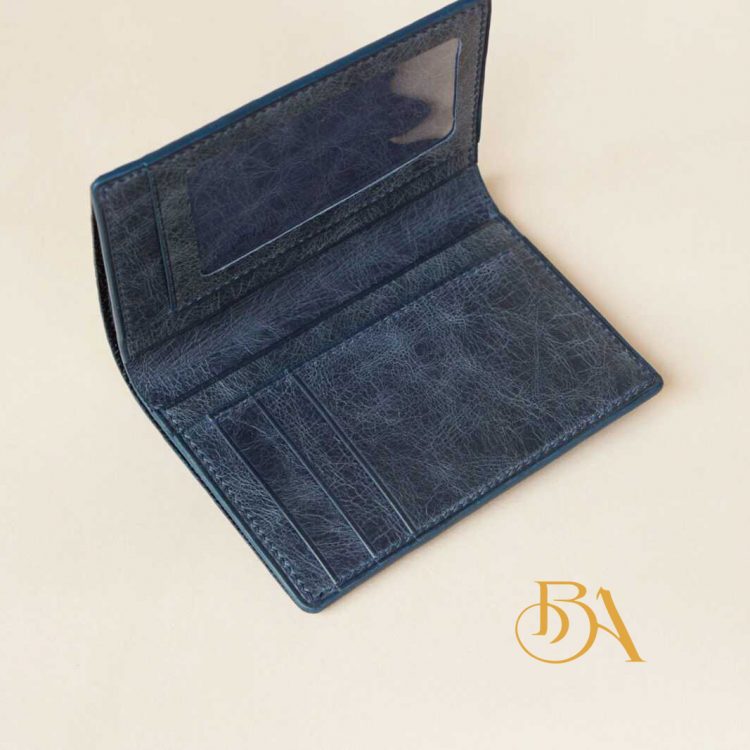 Ví da bò Tuscany Vintage xanh navy, Ví đứng da bò nhập khẩu CWL131