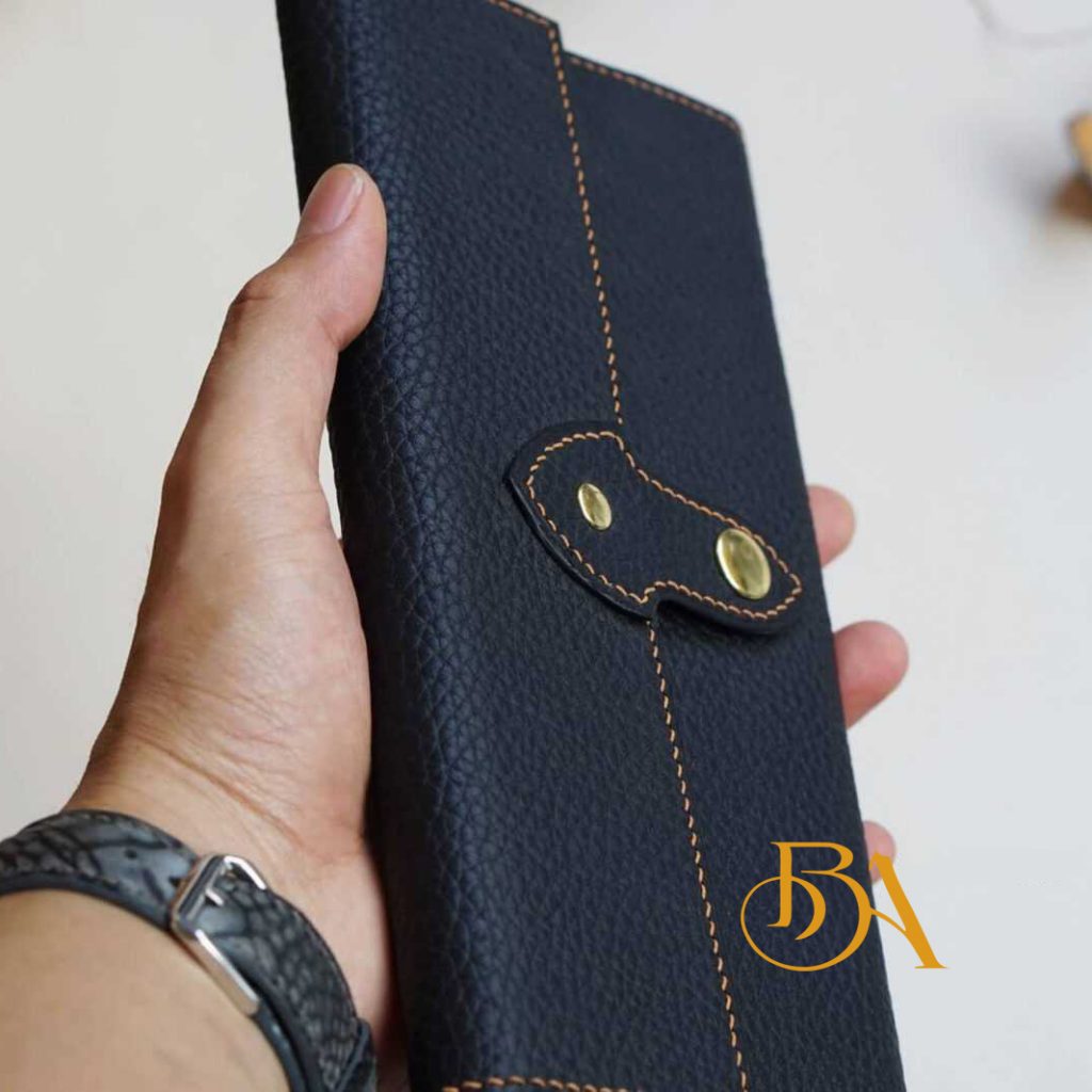 Ví dài cầm tay da bò Togo handmade