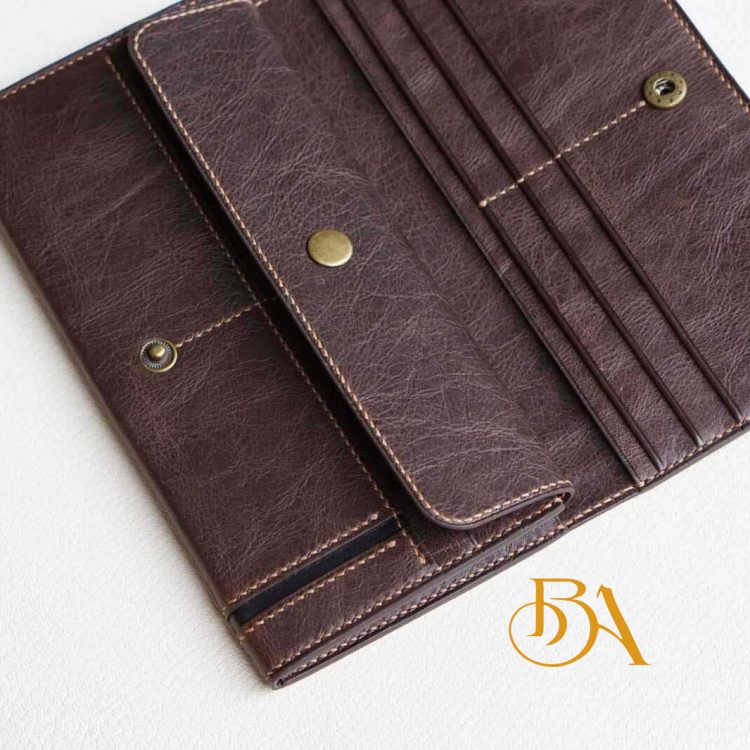 Ví dài da bò Tuscany Vintage, ví cầm tay handmade cao cấp CWL118