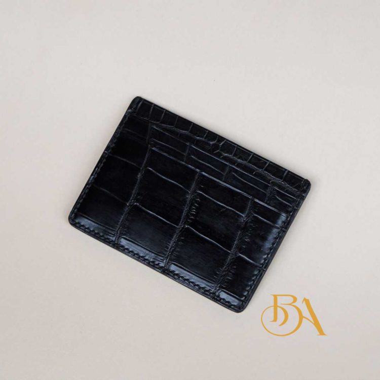 Ví đựng card da cá sấu nhập khẩu màu đen AWL111