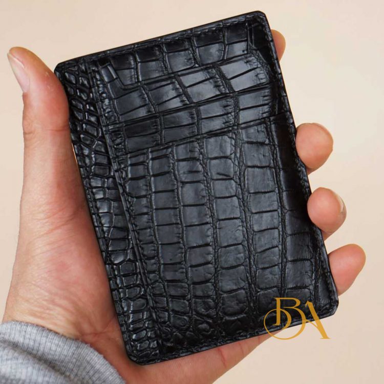 Ví đựng card da cá sấu đen
