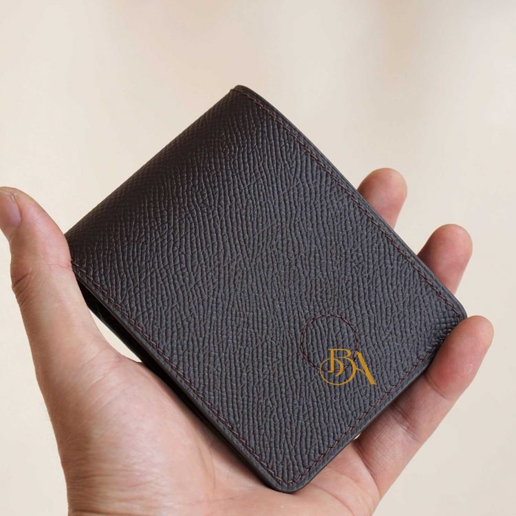 Ví da Epsom Handmade nâu Chocolate, ví tiền mini nhỏ gọn da bê CWL129
