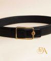 Thắt lưng nam da Epsom Handmade, dây lưng da bò phối da cá sấu màu đen ELB111