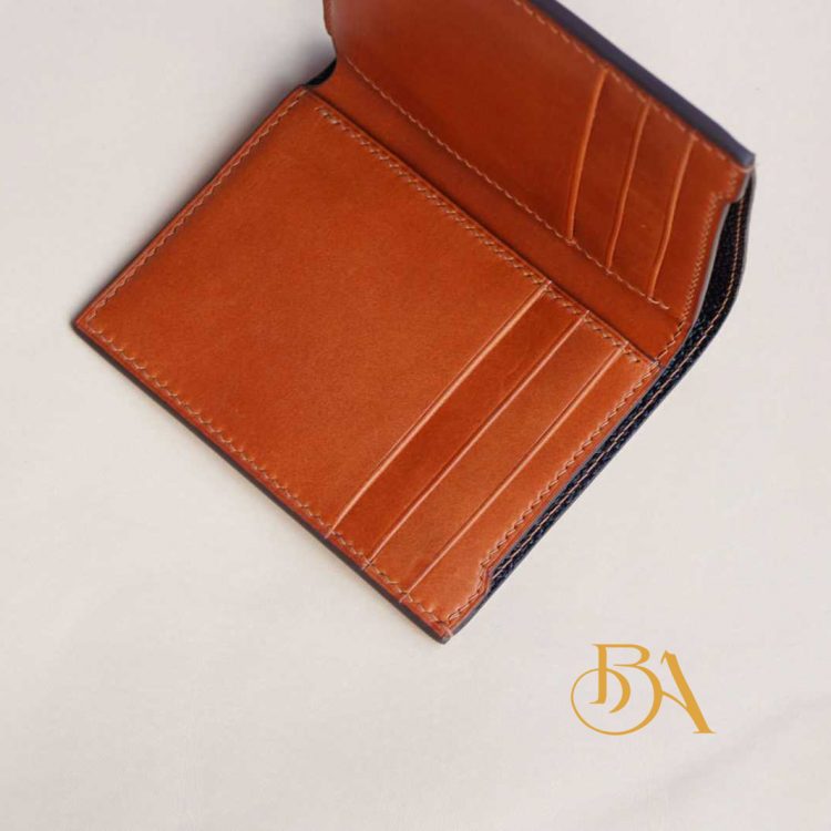 Ví da bò Vachetta Handmade, Ví đứng da bò nhập khẩu màu vàng bò CWL136