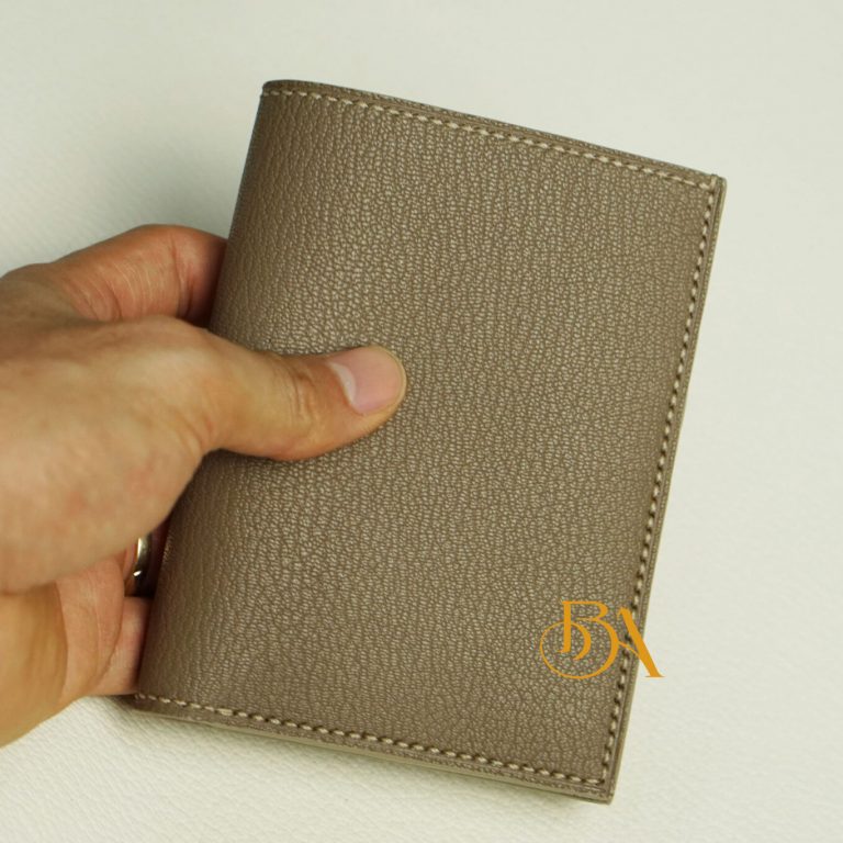 Ví da dê Handmade cao cấp, ví da Alran Chevre Sully xám cát GWL107