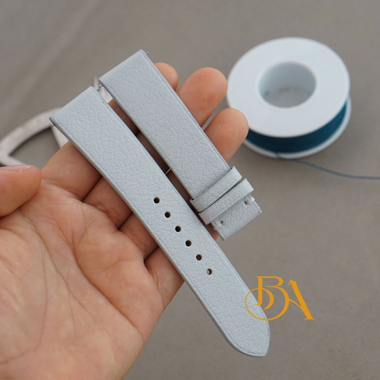 Dây đồng hồ da dê Handmade màu xám đá, dây da chốt thông minh GO112