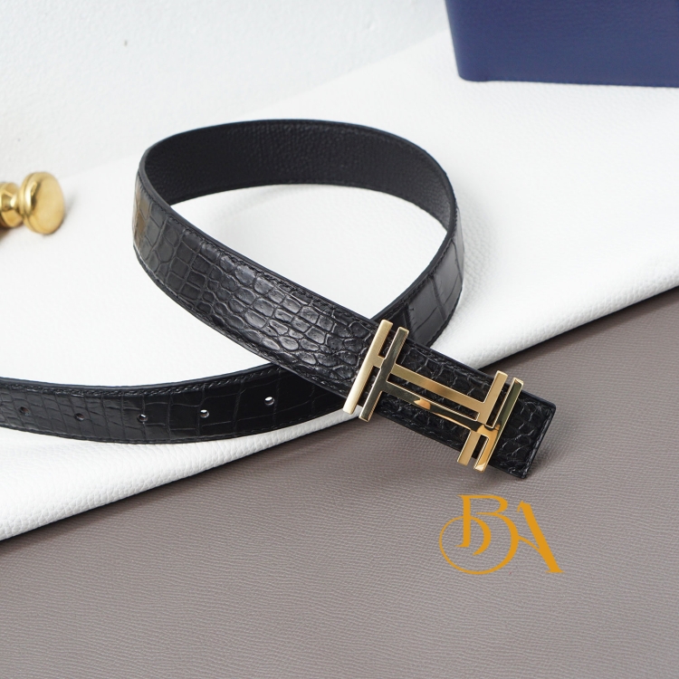 Thắt lưng cá sấu thật, dây lưng cá sấu Handmade ALB106