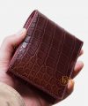 Ví da cá sấu thật nhập khẩu, ví cá sấu Handmade màu nâu AWL118