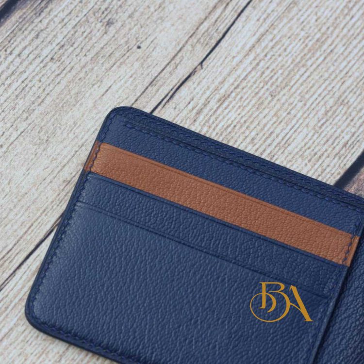 Ví da dê Alran Chevre Sully Handmade màu xanh navy GWL111