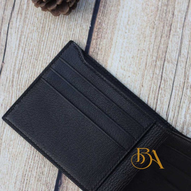 Ví da Epsom kết hợp da dê Alran Chevre Sully Handmade màu đen GWL112