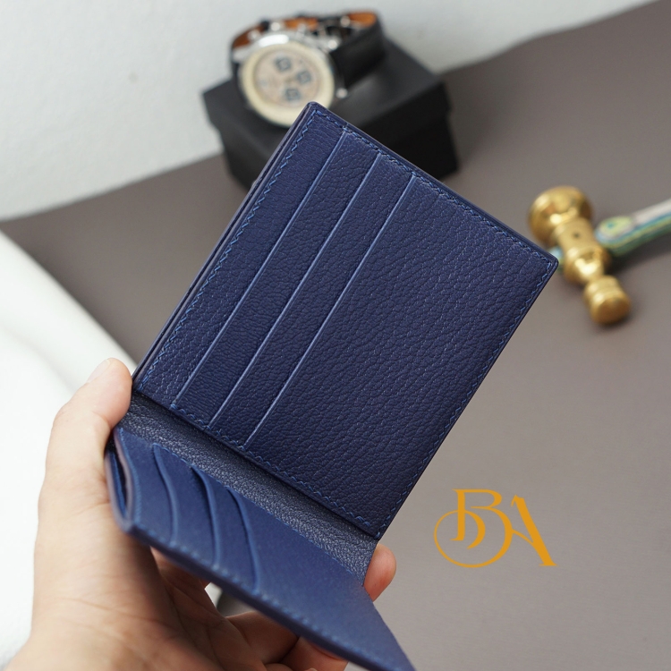 Ví da dê Alran Chevre Sully Handmade màu xanh navy GWL110