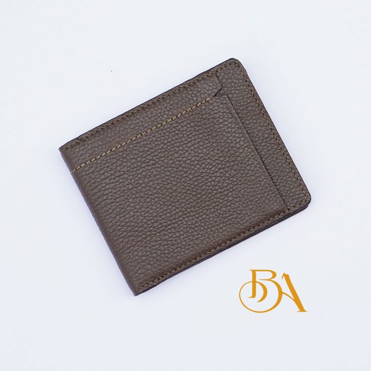 Ví Da Bò Vân Hạt Màu Nâu. Ví Da Bò Nam Dáng Ngang M032