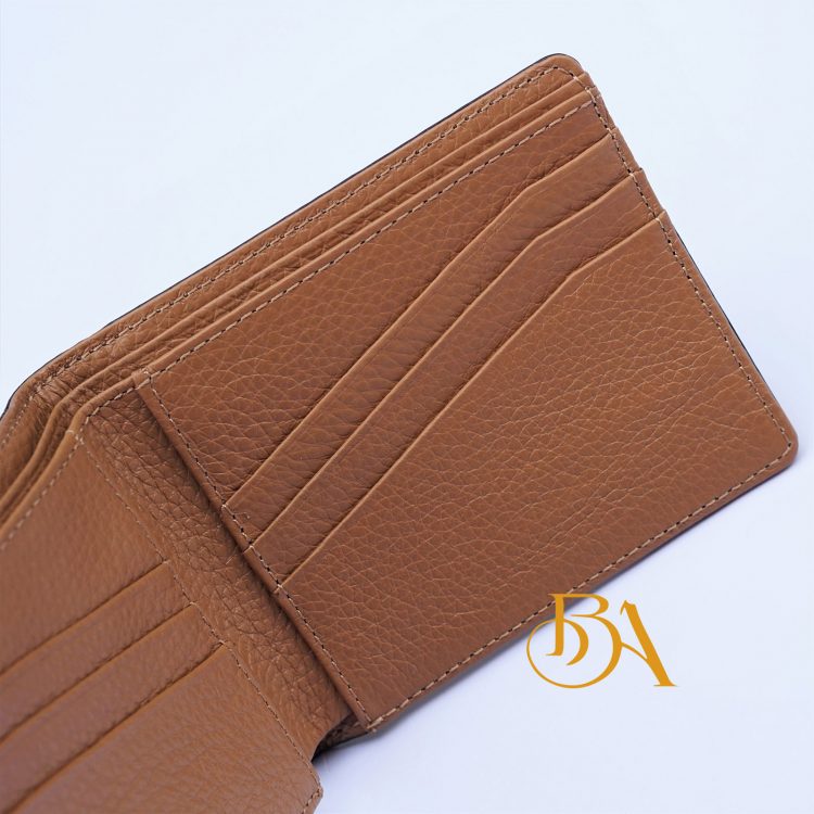 Ví Da Bò Vân Hạt Màu Nâu Vàng. Ví Da Bò Nam Dáng Ngang M034