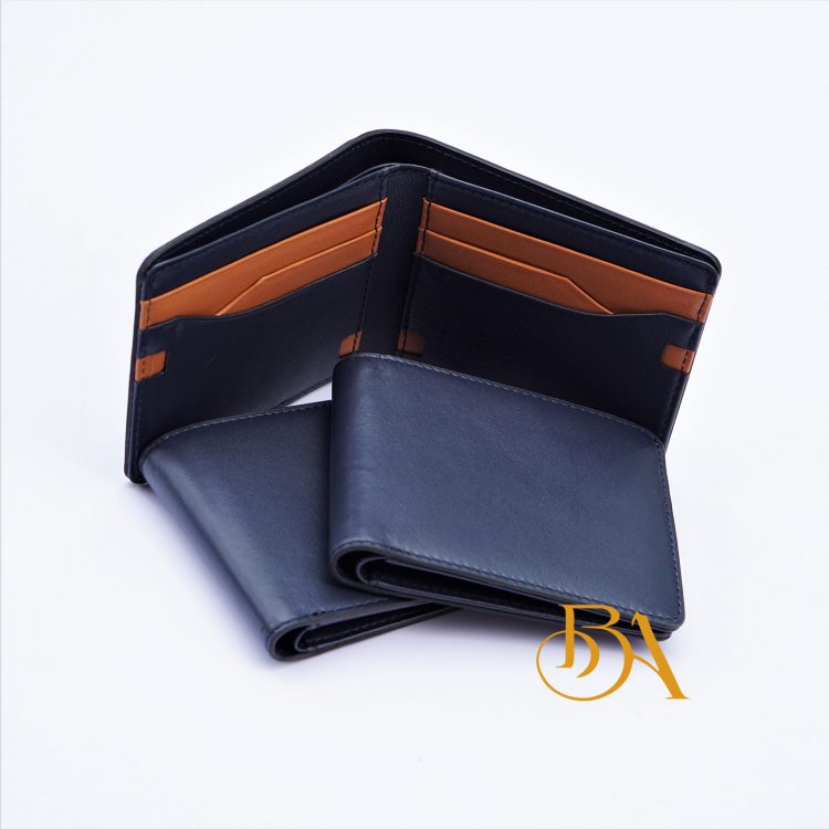 Ví Da Bò Nhập Khẩu Màu Xanh Navy. Ví Nam Da Thật Dáng Ngang M087