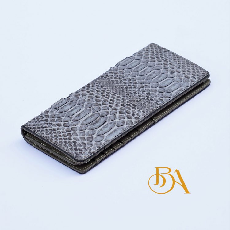 Ví Dài Da Trăn Nhập Khẩu. Ví Dài Da Thật Màu Xám Ghi M030