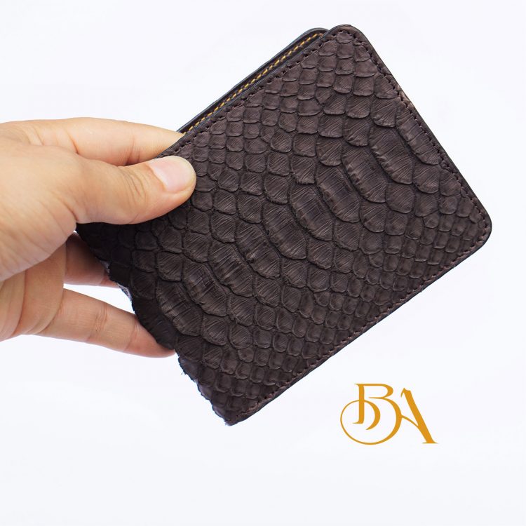 Ví Da Trăn Nhập Khẩu Màu Nâu. Ví Da Nam Dáng Ngang M011